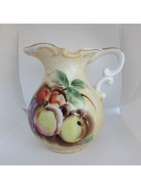 Norleans Fruit Pitcher & Bowl Victorian Style Ceramic for Air B&B Farmhouse 2 pc